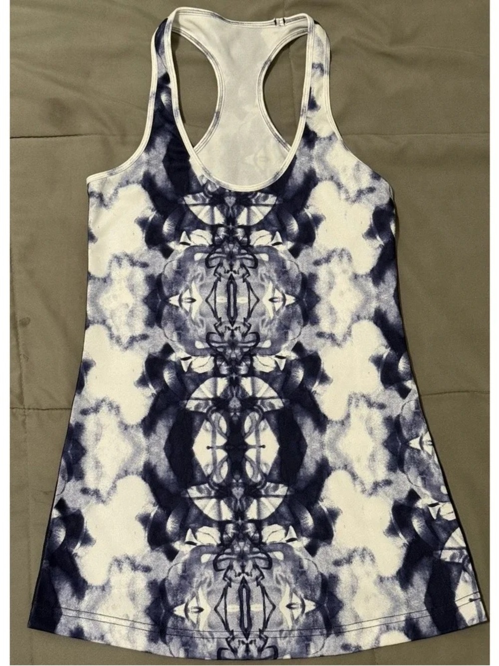 Women's Navy and White Tie-Dye Racerback Tank Top